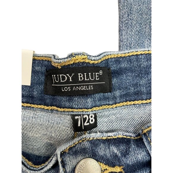 Judy Blue Medium Blue Denim High Waist Wide Leg Capri Pants JB8256 - Picture 5 of 6